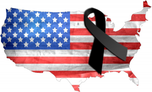 US Flag with Black Ribbon